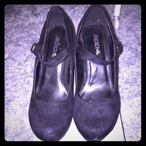 Soda black suede wedges